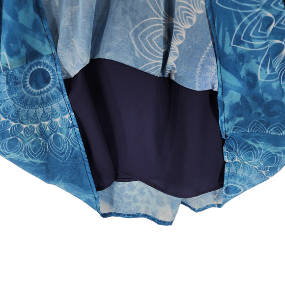Desigual Mini Shift Dress 40 US 8 M Women Blue BOHO Chiffon Layered Flowy - Picture 7 of 13